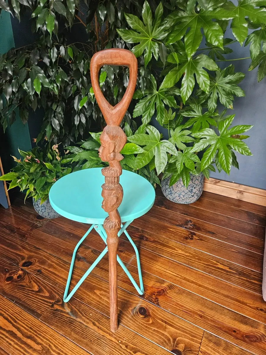 2 African Hardwood Timber carved walking sticks - Image 2