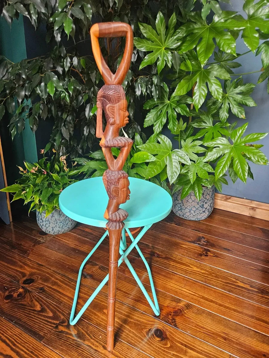 2 African Hardwood Timber carved walking sticks - Image 3