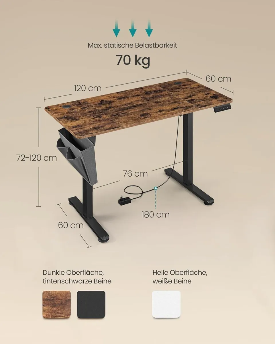 Electric Height Adjustable Standing Desk 120cm - Image 2