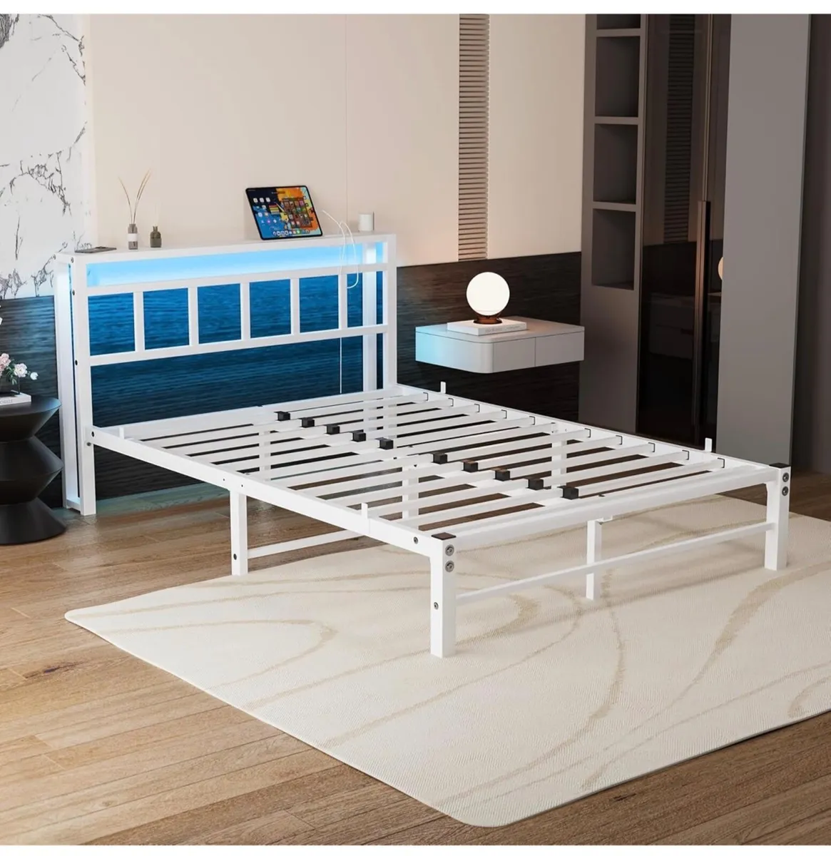 Double Bed Frame with Storage Headboard,4ft6 Bed F - Image 2