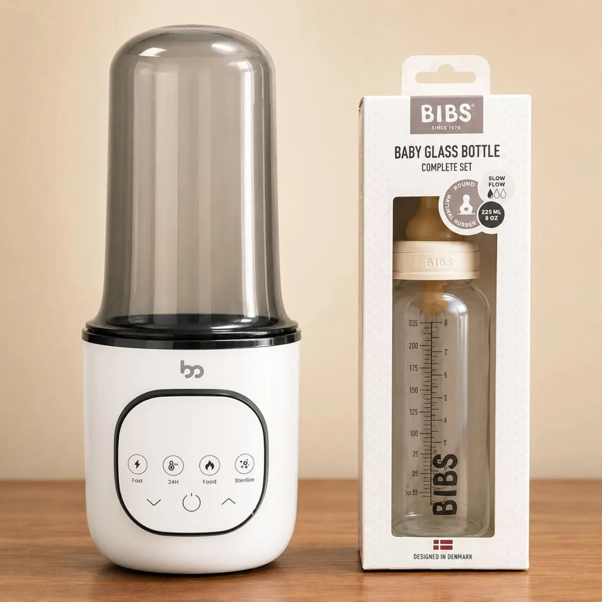 Baby Bottle Warmer + New BIBS Glass Baby Bottle - Image 1