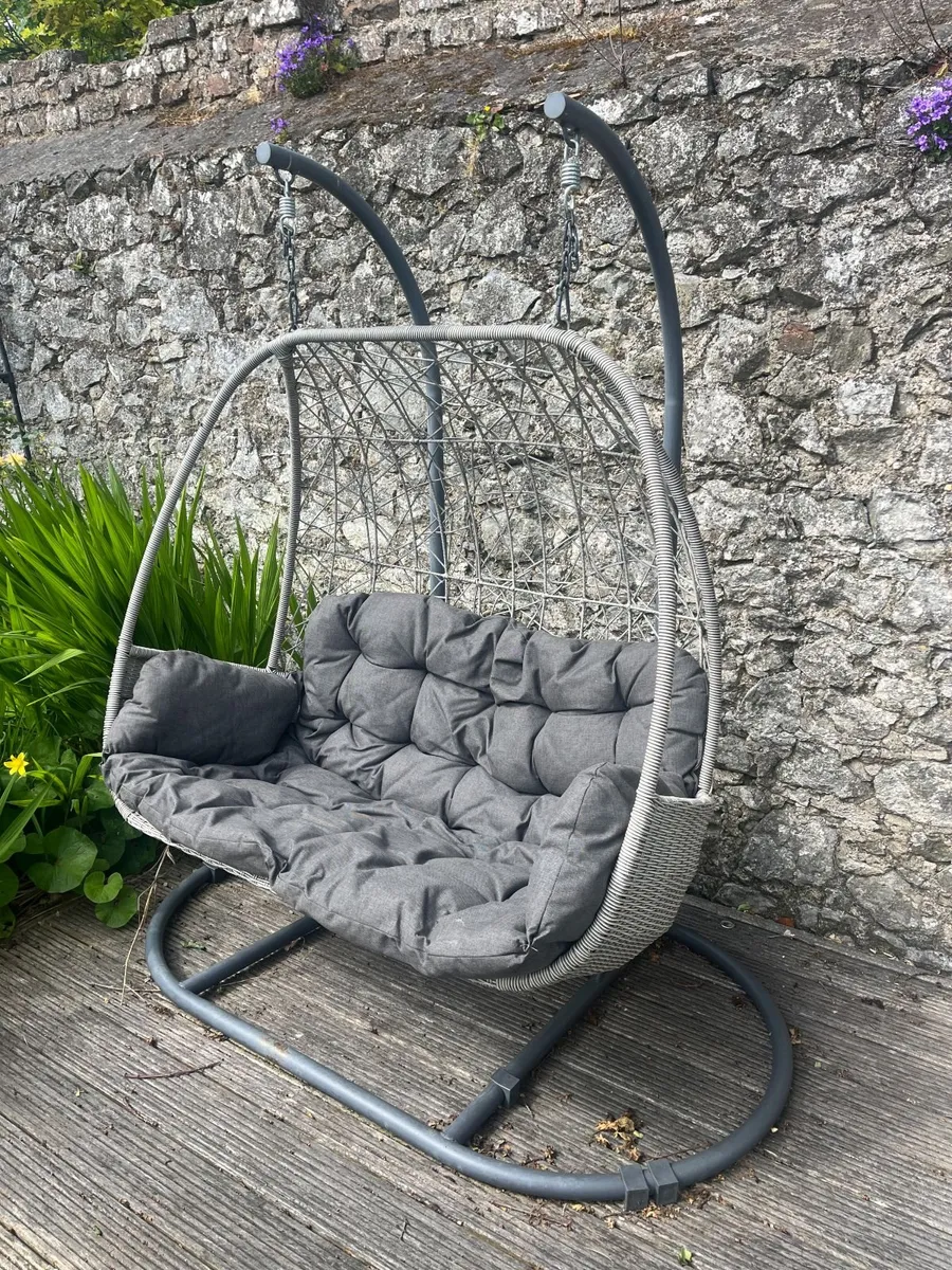 Double Outdoor Garden Swing / Hanging Egg Chair - Image 1