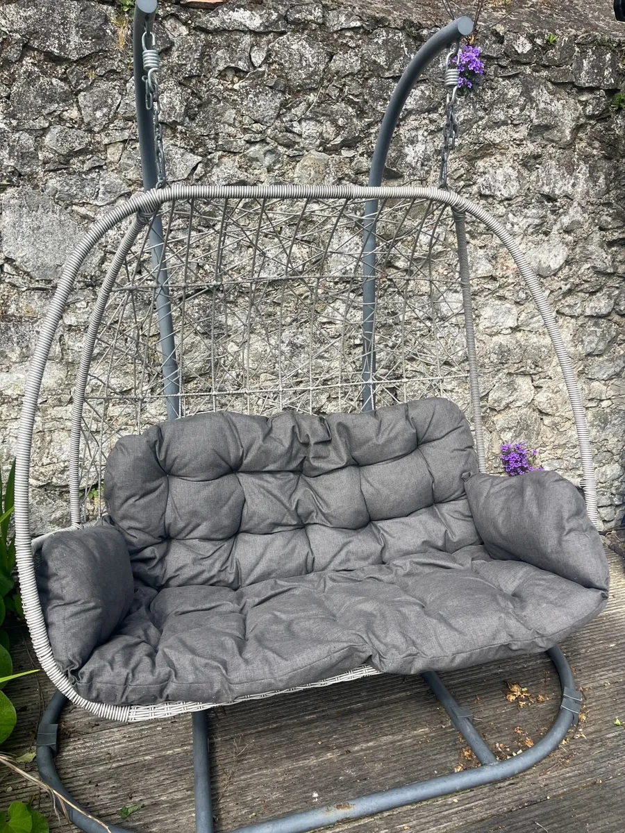 Double Outdoor Garden Swing / Hanging Egg Chair - Image 2