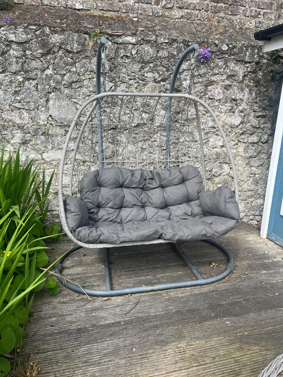 Double Outdoor Garden Swing / Hanging Egg Chair - Image 3