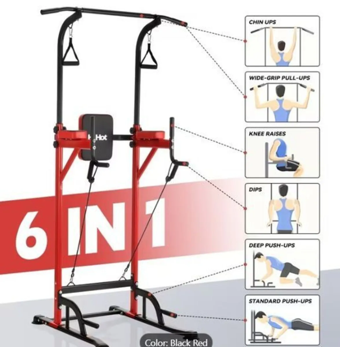 6-in-1 Adjustable Pull Up Bar Stand Heavy Duty wit - Image 1