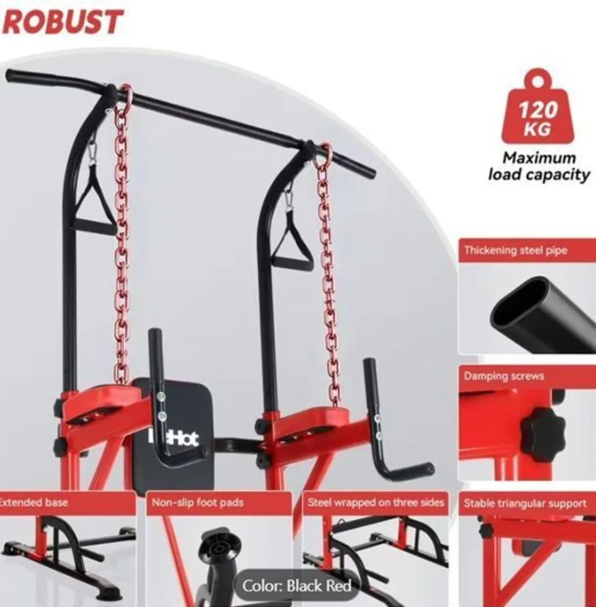 6-in-1 Adjustable Pull Up Bar Stand Heavy Duty wit - Image 3