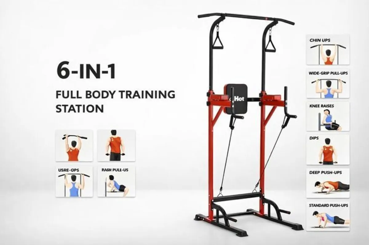 6-in-1 Adjustable Pull Up Bar Stand Heavy Duty wit - Image 4