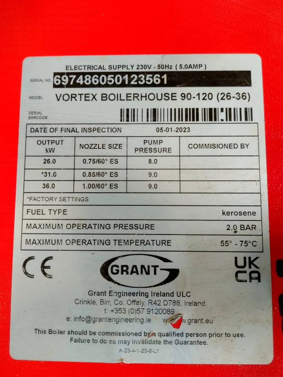 Grant Vortex 90-120 garage model with tank - Image 3