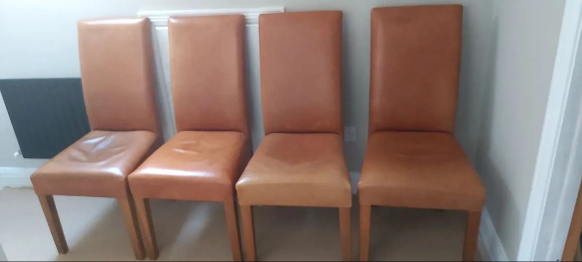 Real leather dining room chairs - Image 1