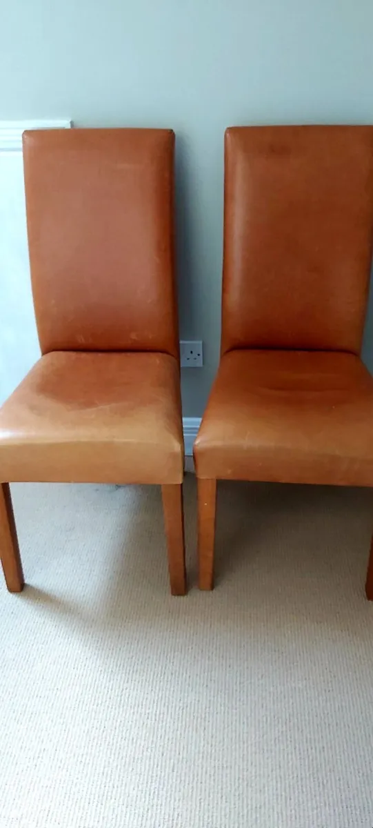 Real leather dining room chairs - Image 2