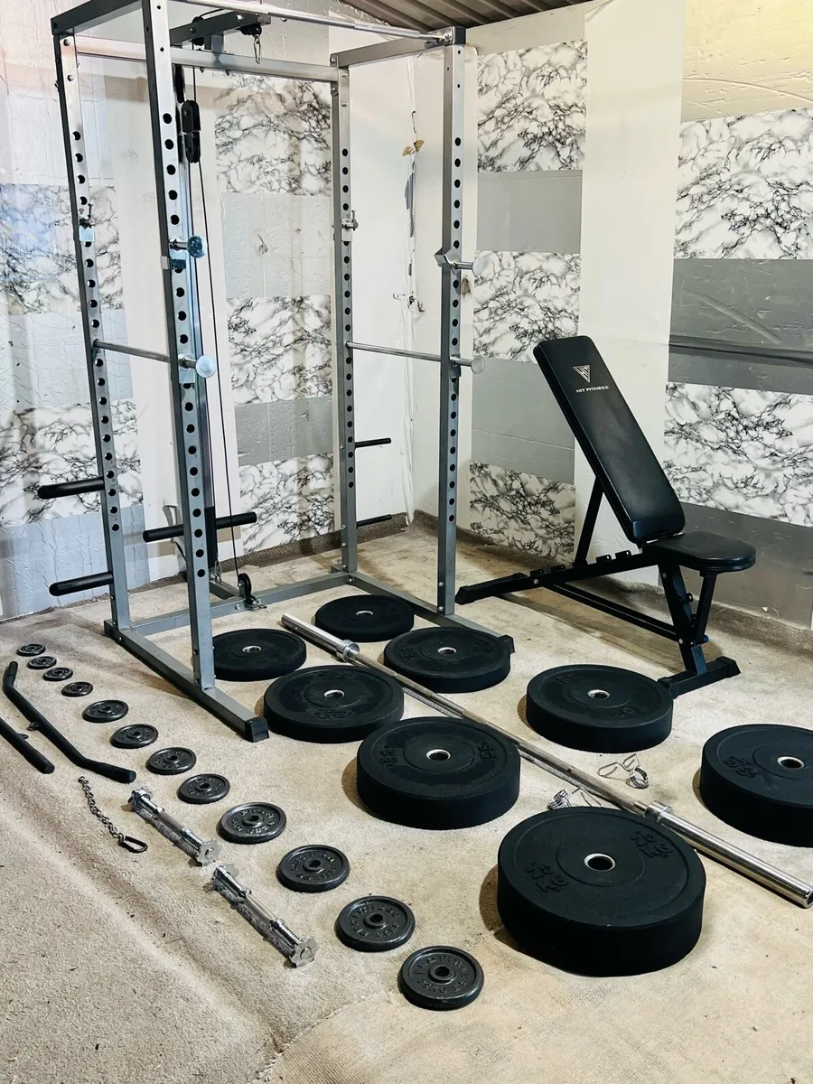 POWER RACK WITH PULLEY ATTACHMENT WEIGHTS BAR ++ - Image 3
