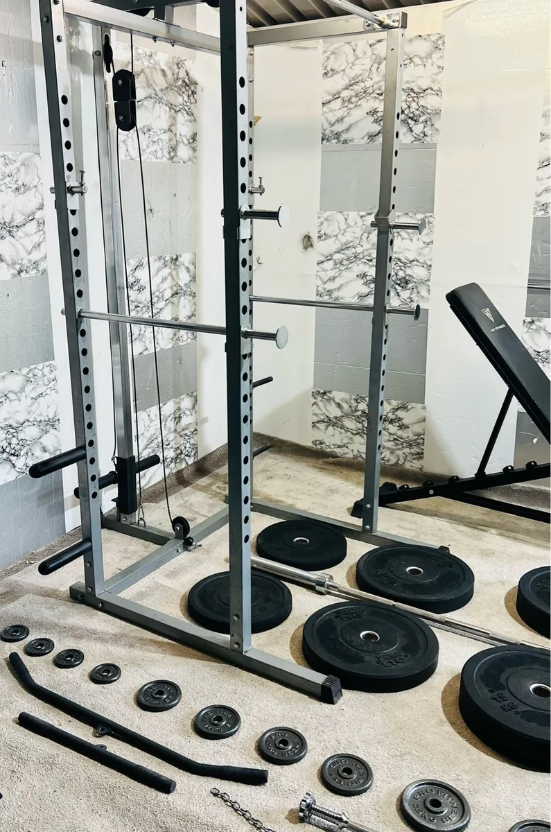 POWER RACK WITH PULLEY ATTACHMENT WEIGHTS BAR ++ - Image 4