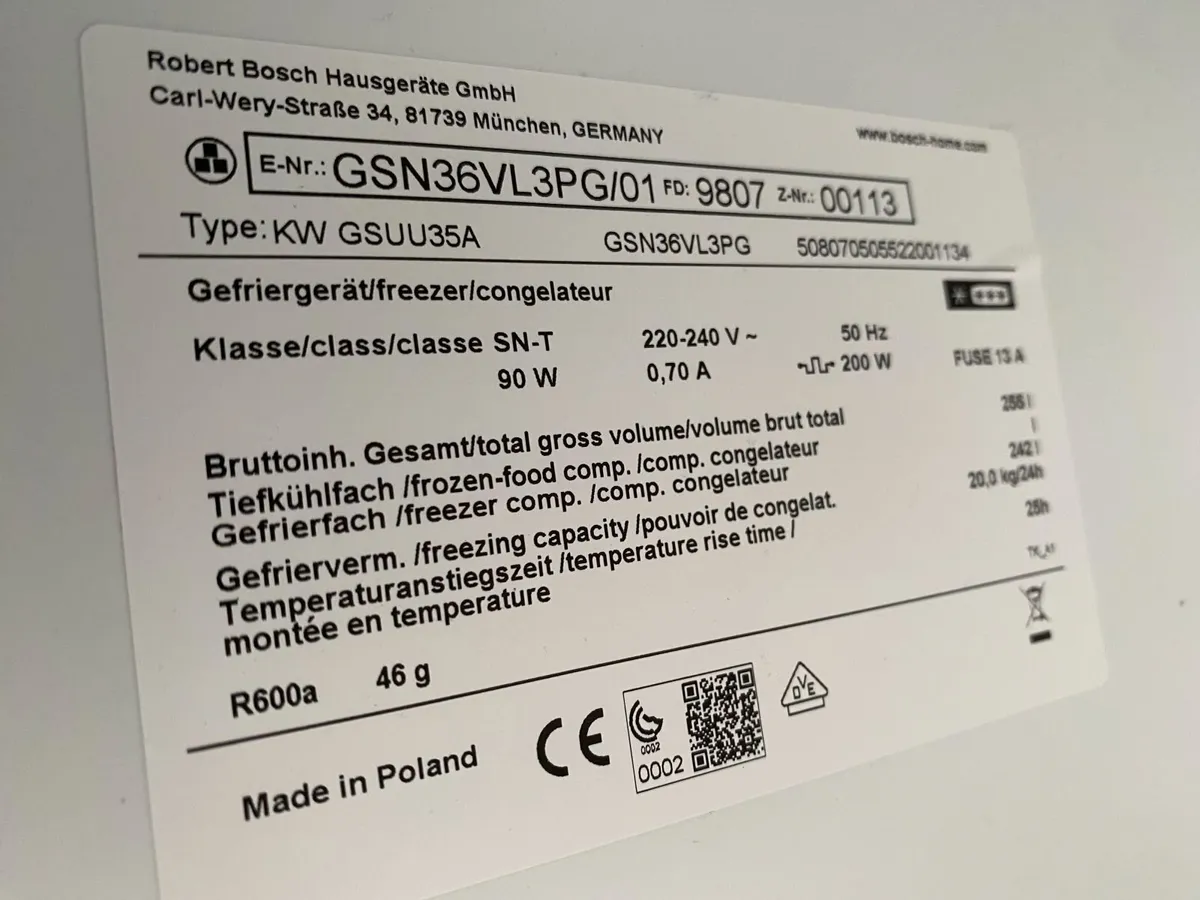 Bosch Freezer 189H x 59W x 63D cm - Image 3