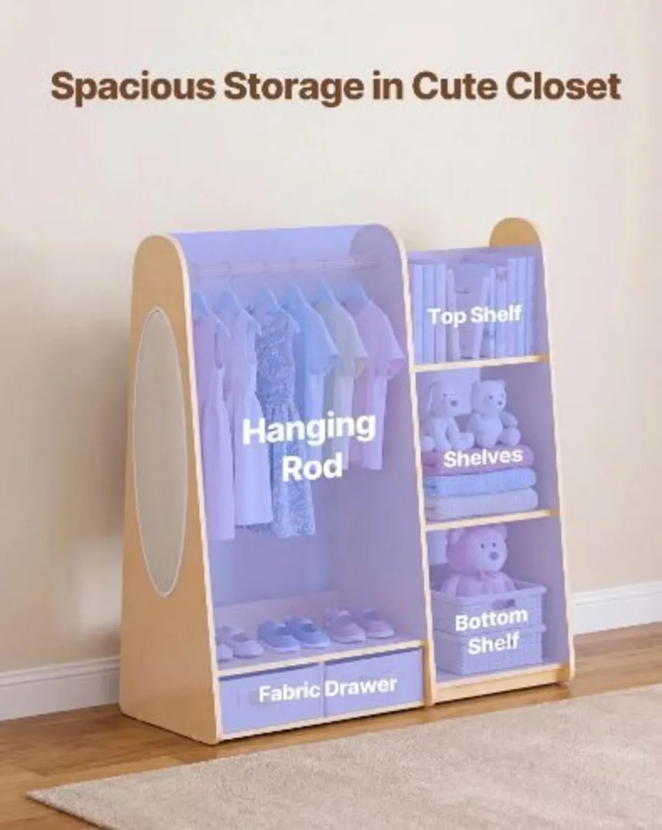 Kids Dress Up Storage, with Mirror - Image 4