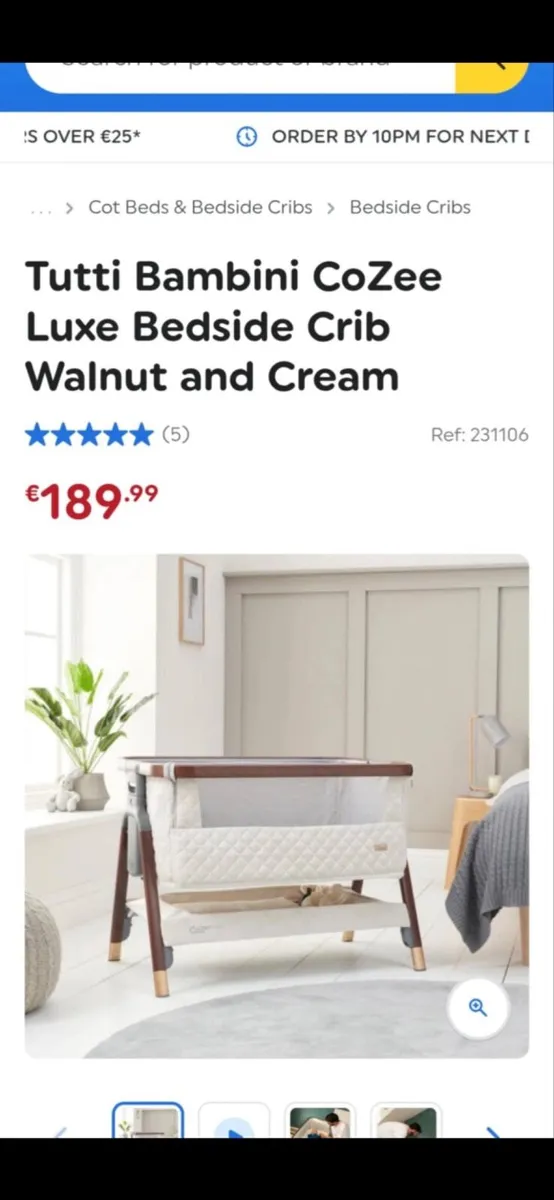 Tutti Bambini Cozee luxe next to me crib in walnut - Image 1