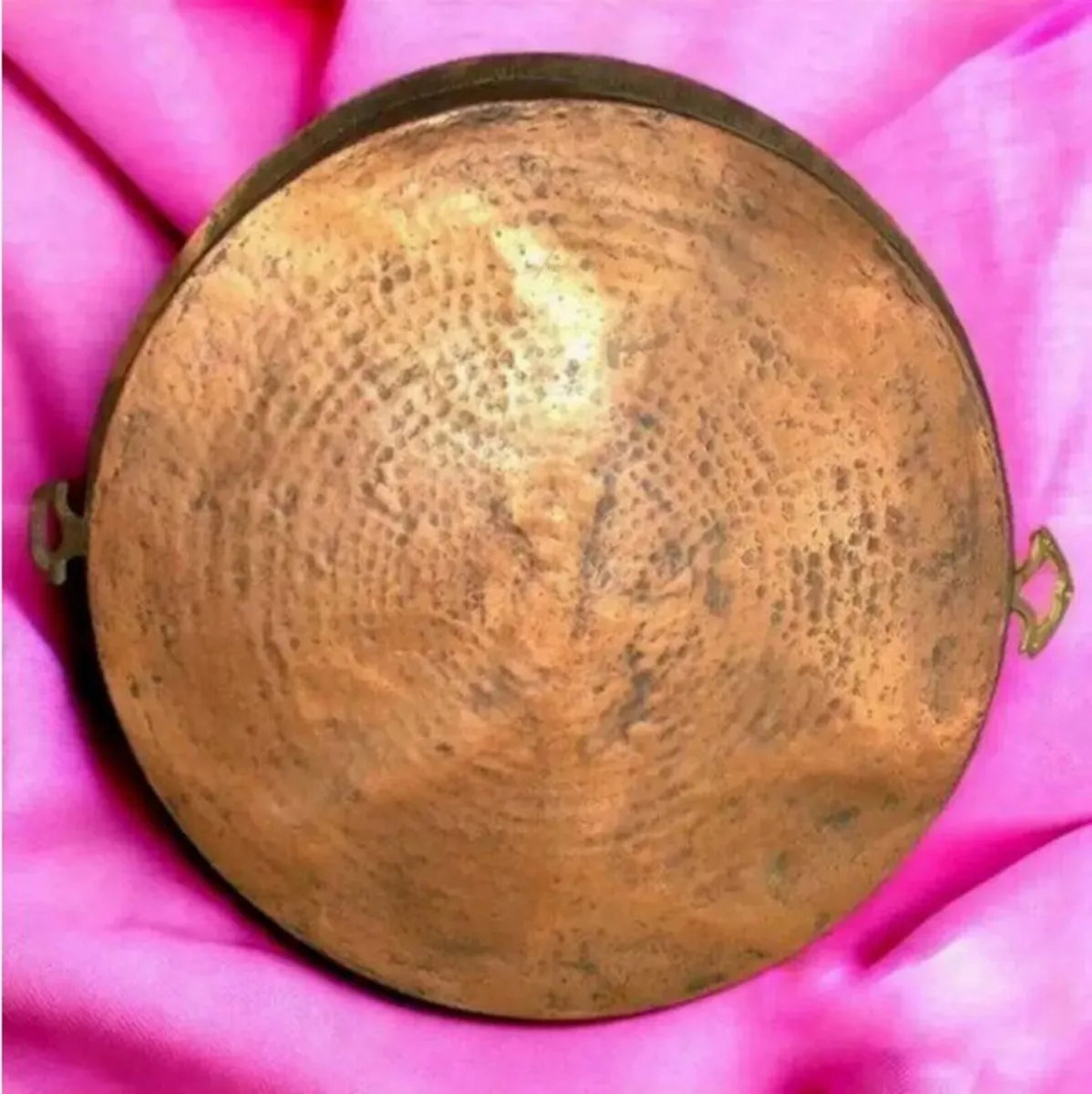 Large Vintage Copper Pan with Brass Handles - Image 1