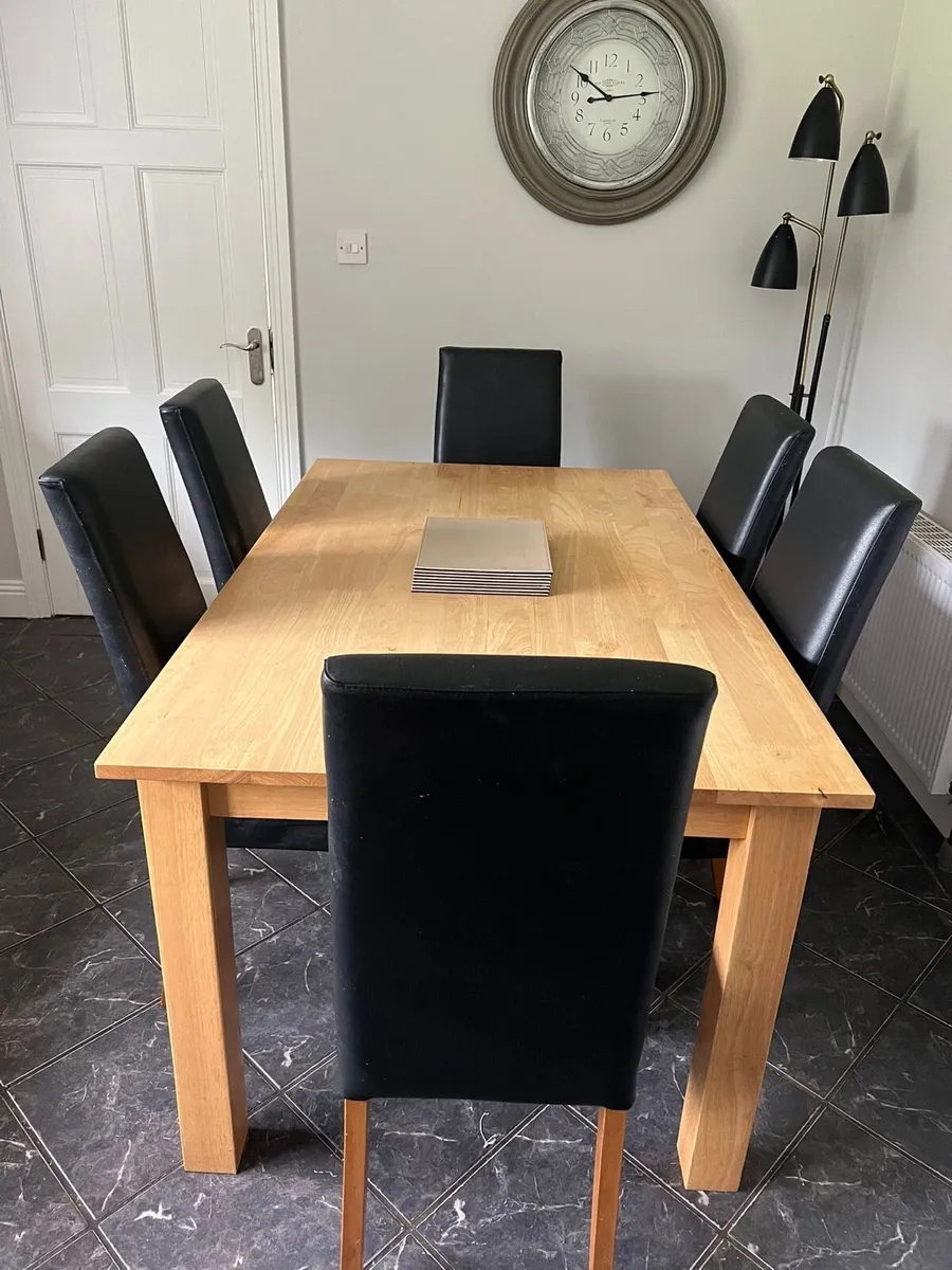 Dining Table & 6 Chairs – Solid Oak Effect - Image 1