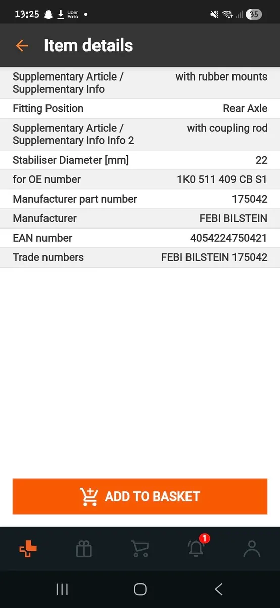 Vw passat rear anti roll bar - Image 3