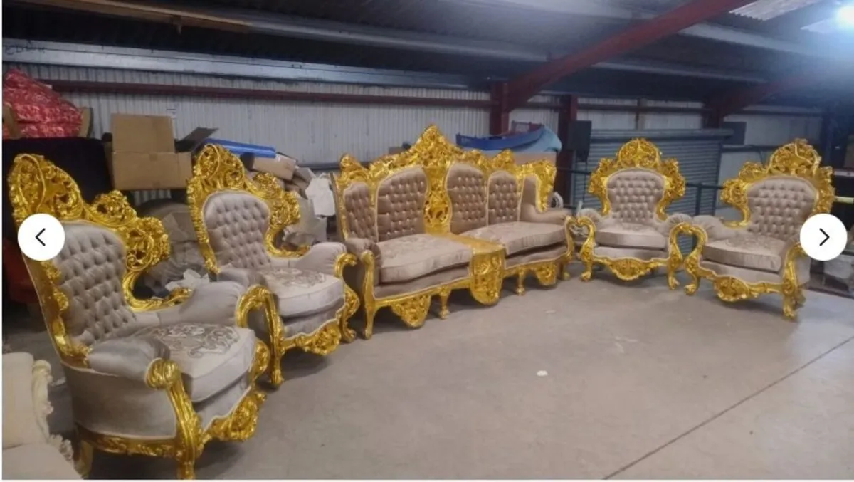 French Louis Style Gold  Rococo Sofa and 4 Chair - Image 2