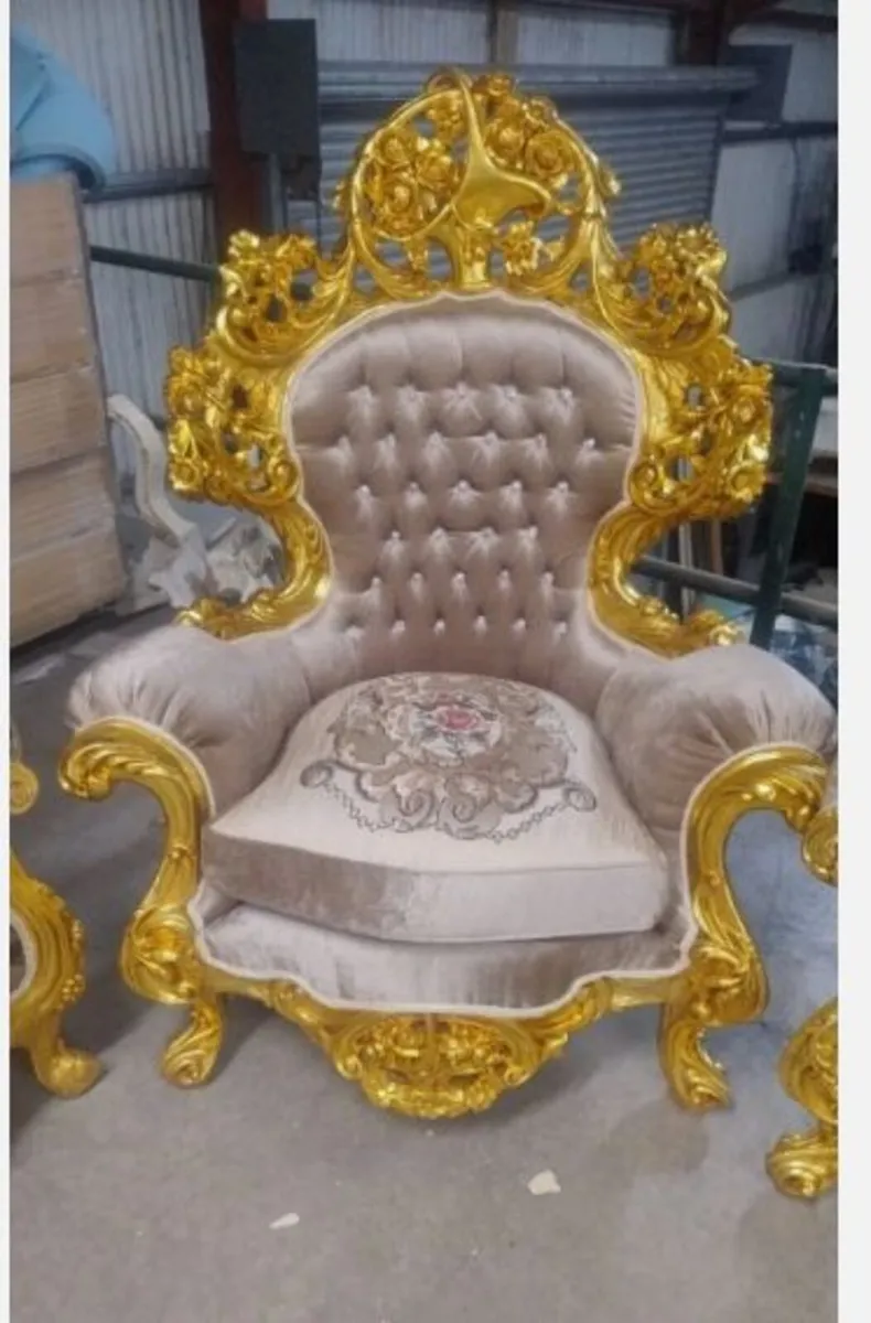 French Louis Style Gold  Rococo Sofa and 4 Chair - Image 3