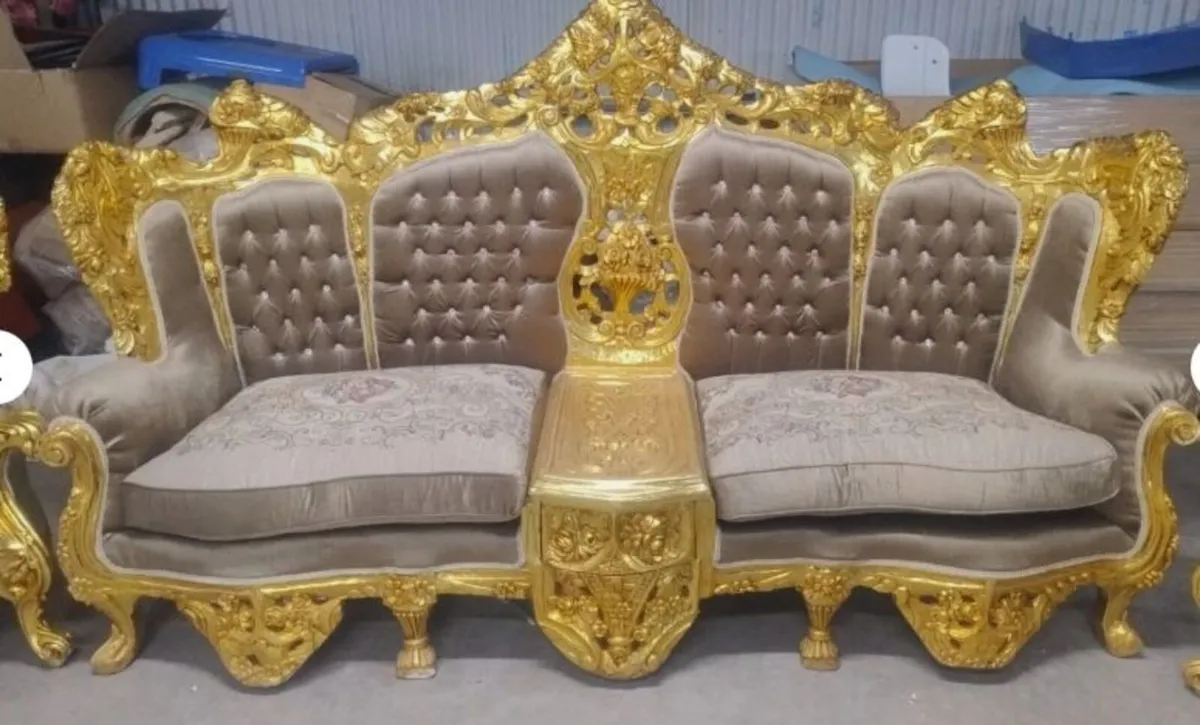 French Louis Style Gold  Rococo Sofa and 4 Chair - Image 1