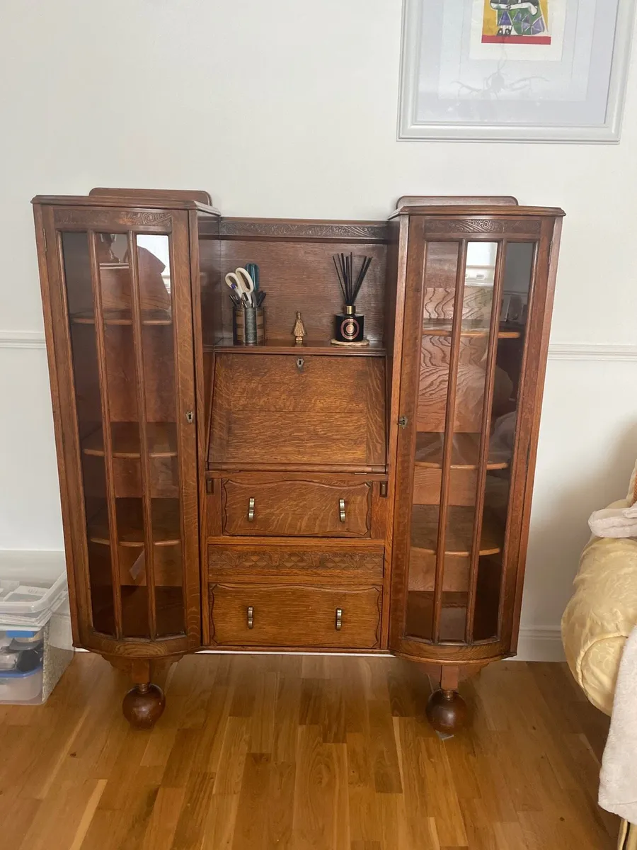 Oak bureau bookcase cabinet - Image 1