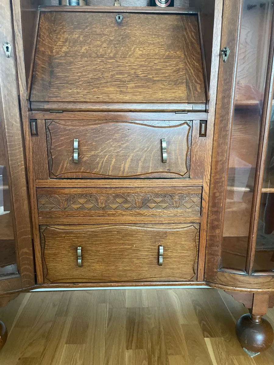 Oak bureau bookcase cabinet - Image 2