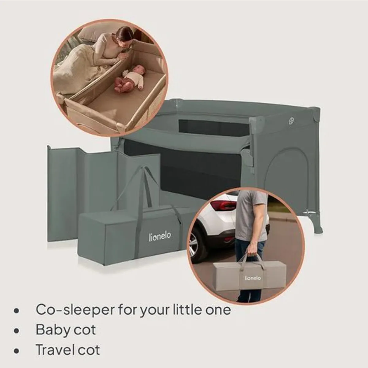 Lionelo ELLEN 3-in-1 Travel Cot 2 Height Level - Image 3