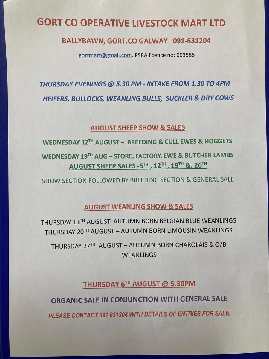 Gort Mart : Thursday 18th June 5.30pm - Image 2