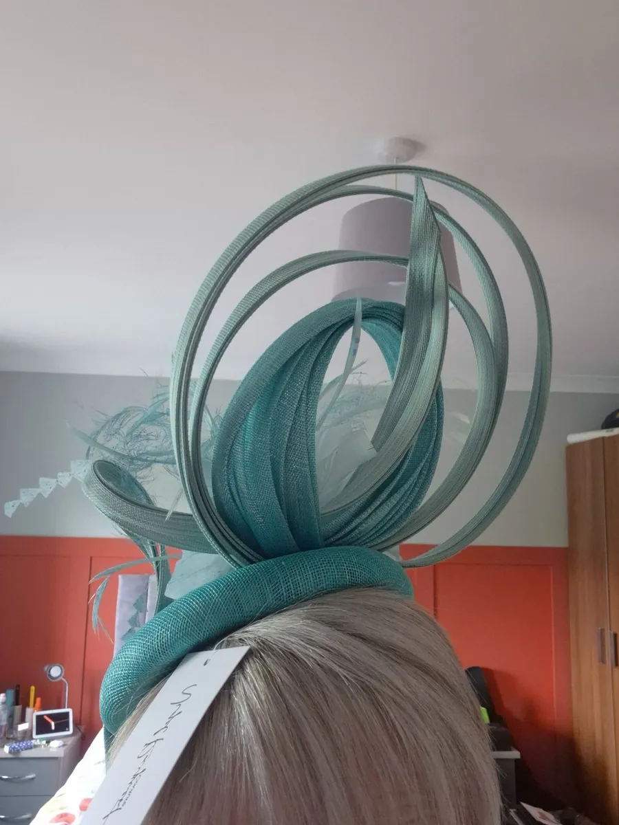 Turquoise  fascinator. - Image 1