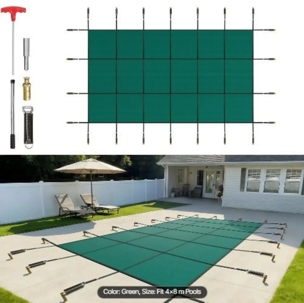 Rectangular Safety Mesh Swimming Pool Cover - Image 1