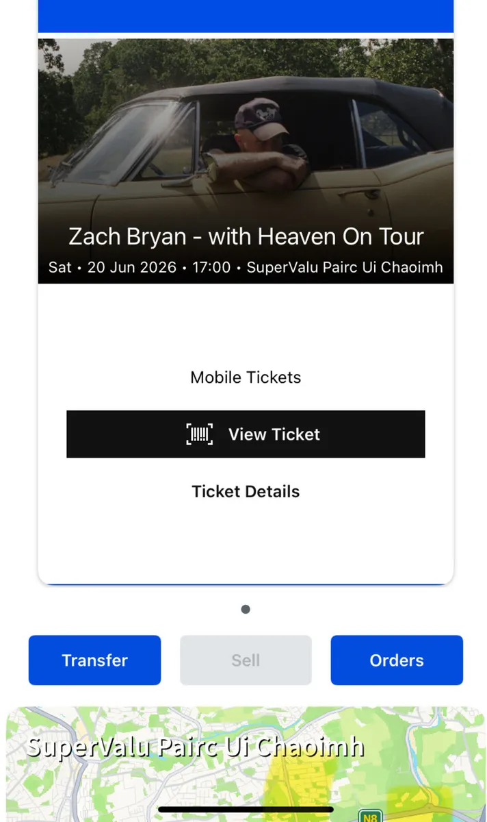 1 x Zach Bryan 20th June ticket- Seated