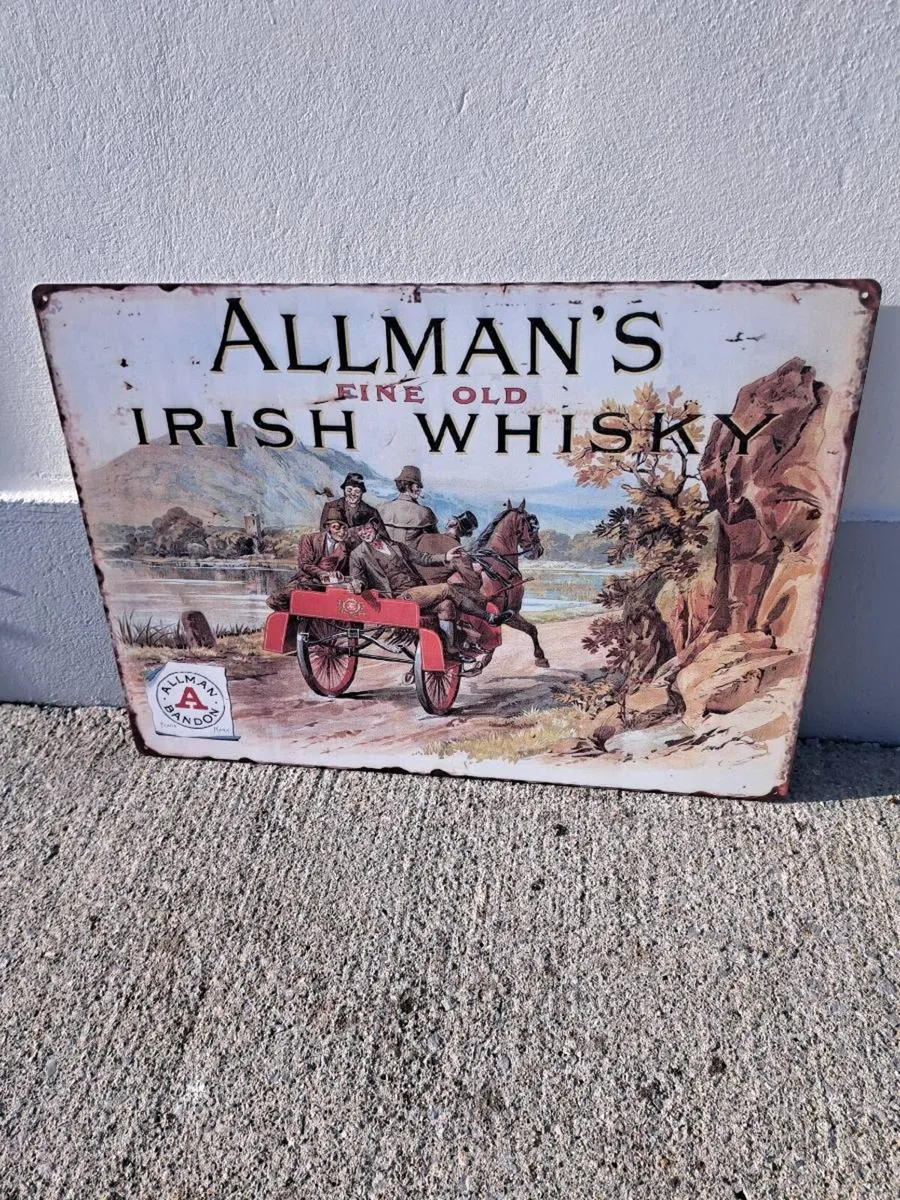 Large allmans whiskey metal sign - Image 1
