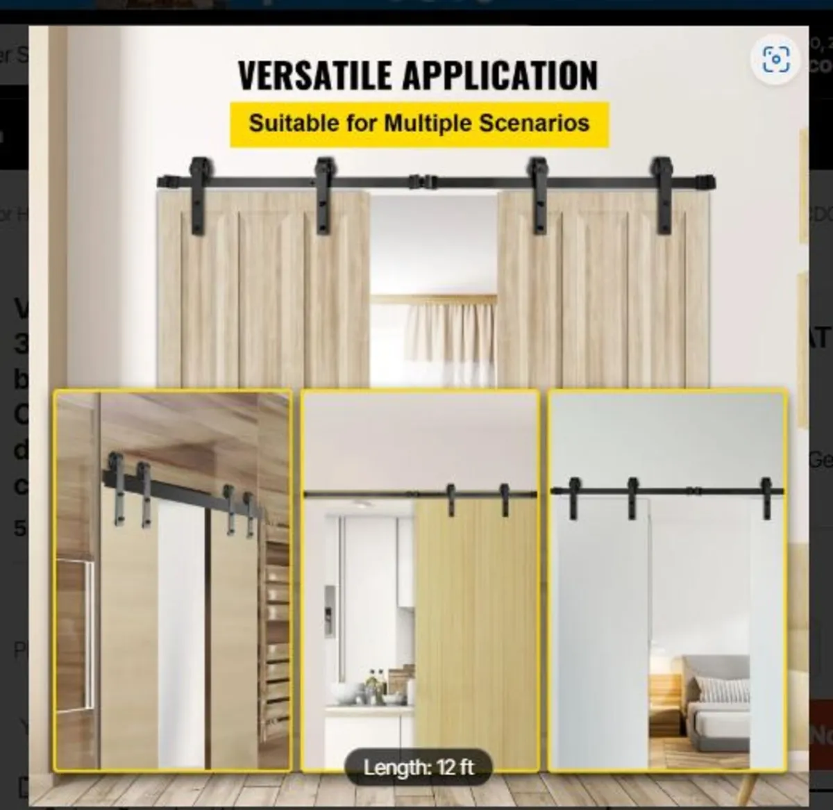 Sliding Barn Door Hardware Kit 12FT Barn Door Kit - Image 3