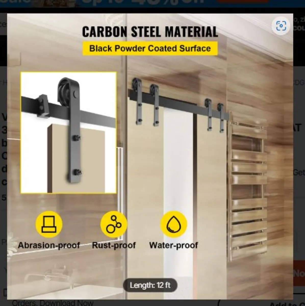 Sliding Barn Door Hardware Kit 12FT Barn Door Kit - Image 4