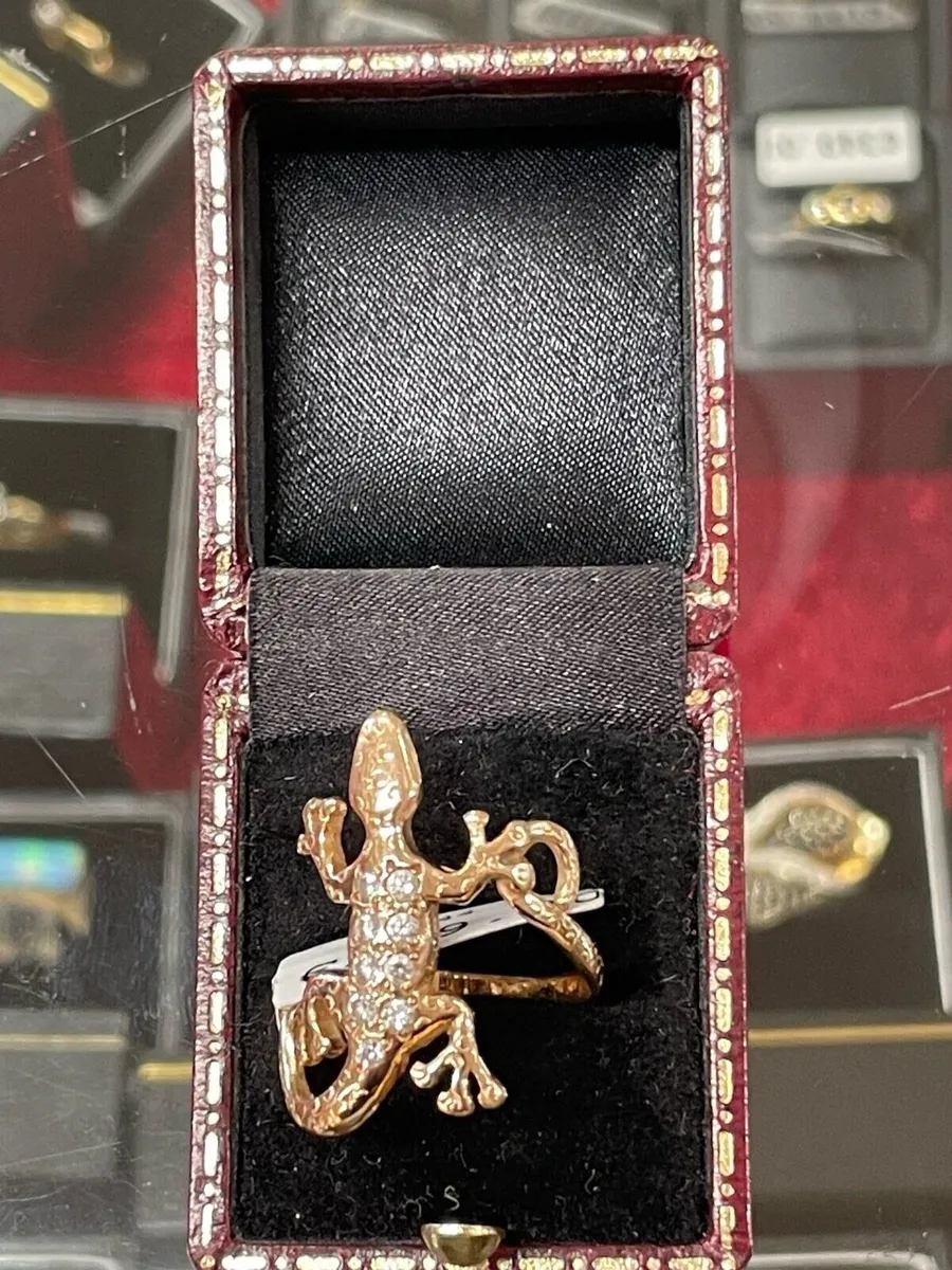 14k gold Cz lizard ring. - Image 1