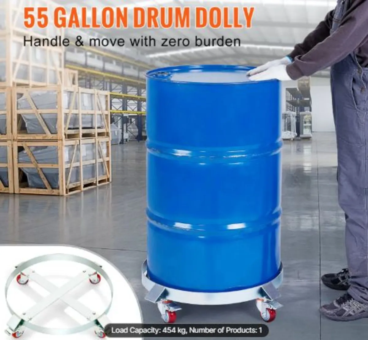 208.2 L Heavy Duty Drum Dolly, 453.6 kg Load - Image 2
