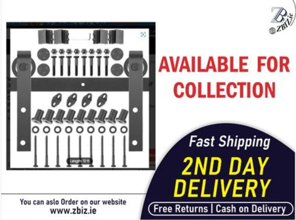 Sliding Barn Door Hardware Kit 12FT Barn Door Kit - Image 1