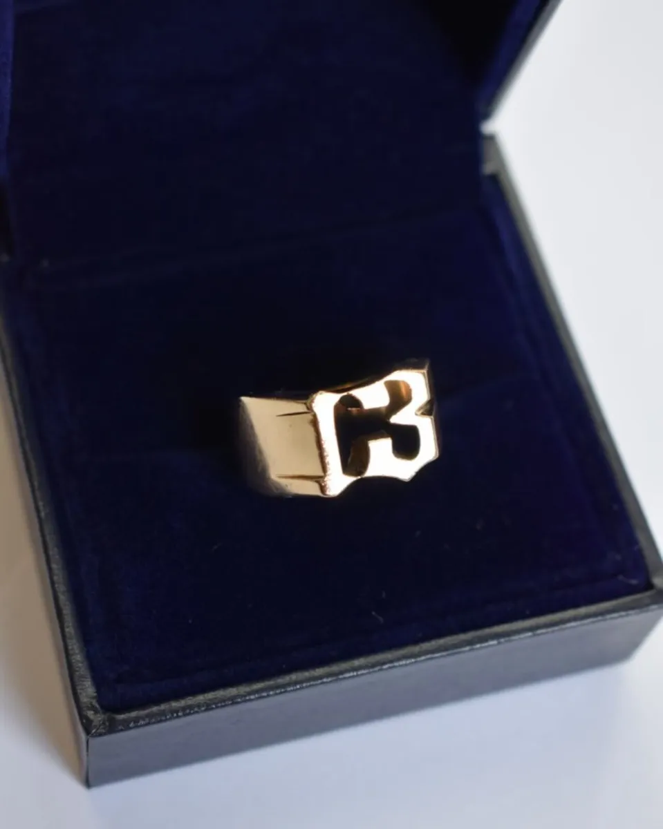 Solid 9ct Gold ‘Lucky 13’ Ring – 13 Grams - Image 1