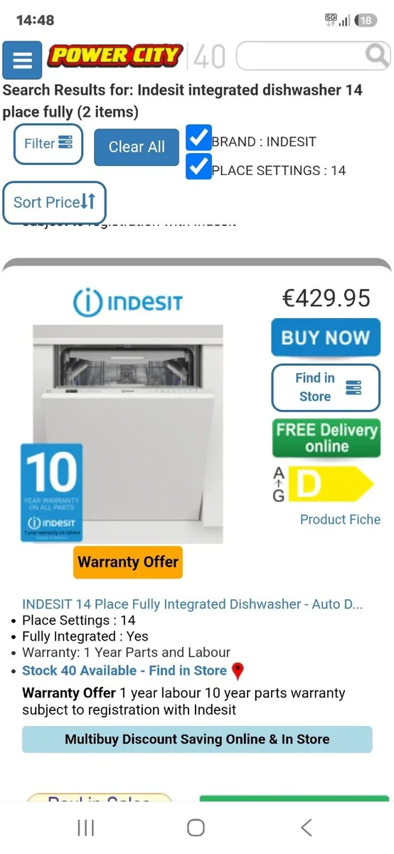 Indesit Intergrated dishwasher 131Fe - Image 1