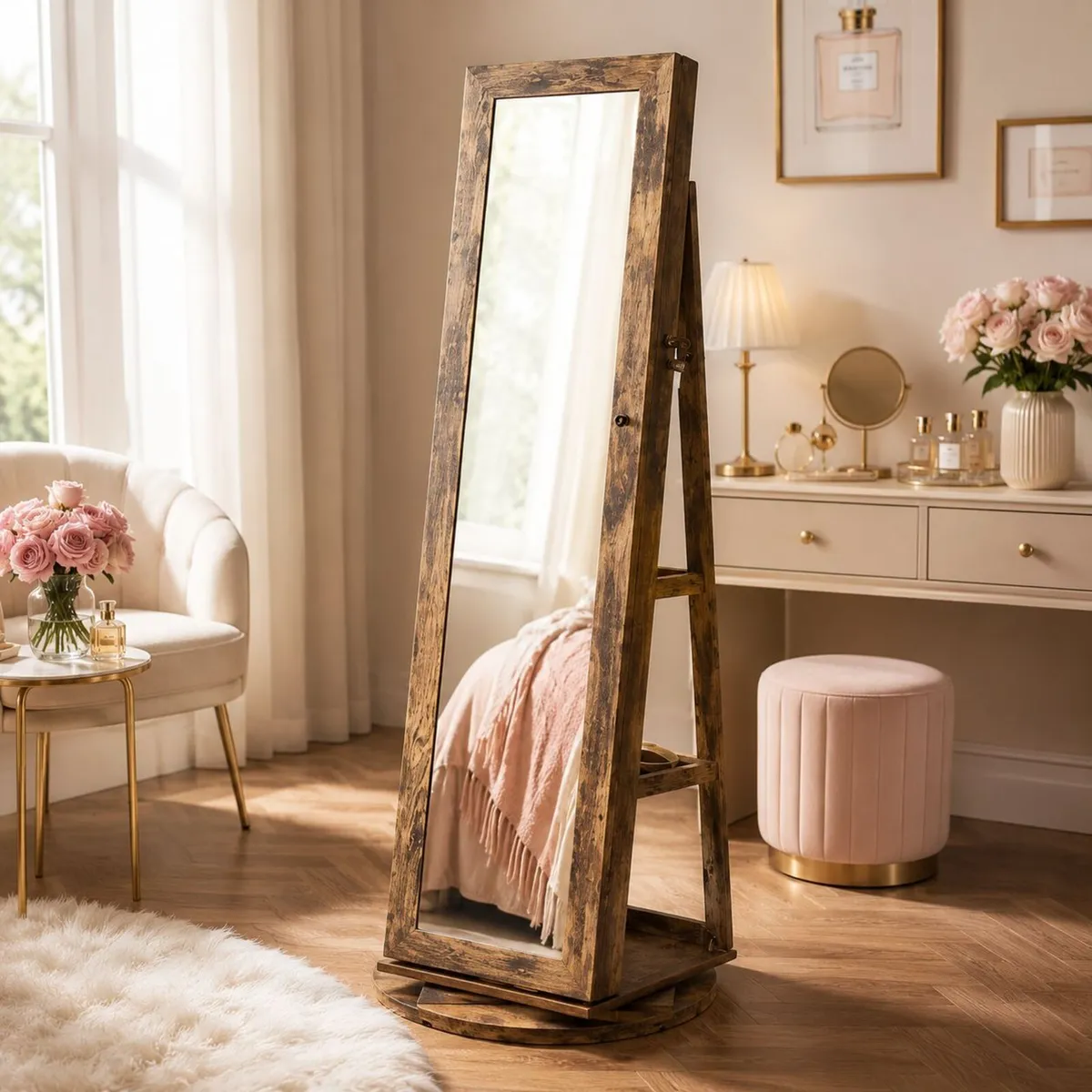 Rotating Jewellery Cabinet with Full Length Mirror - Image 1
