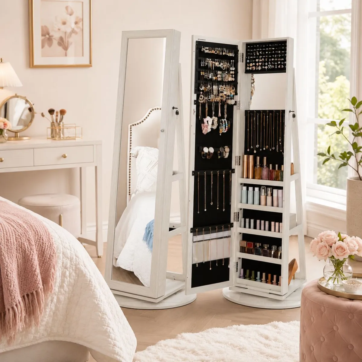 Rotating Jewellery Cabinet with Full Length Mirror - Image 2