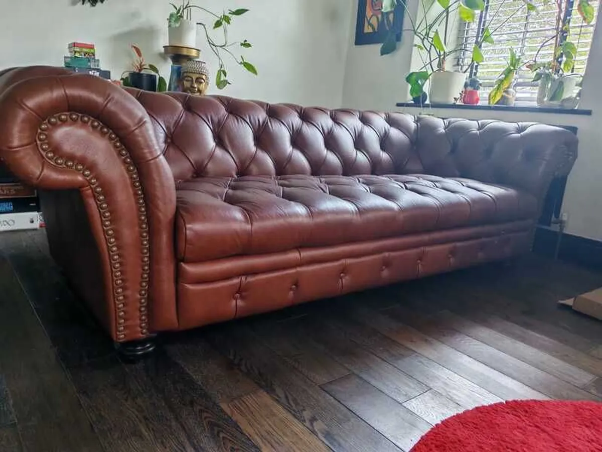 Chesterfield Style Vintage Leather Sofa - Image 1