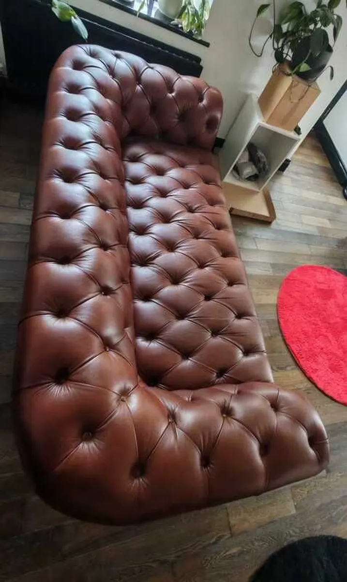 Chesterfield Style Vintage Leather Sofa - Image 2