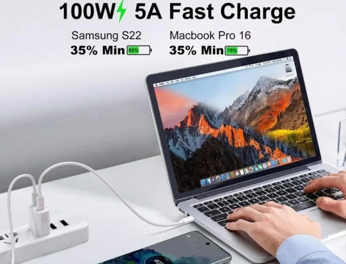 100W USB C to USB C Fast Charging Cable 2m - Image 2