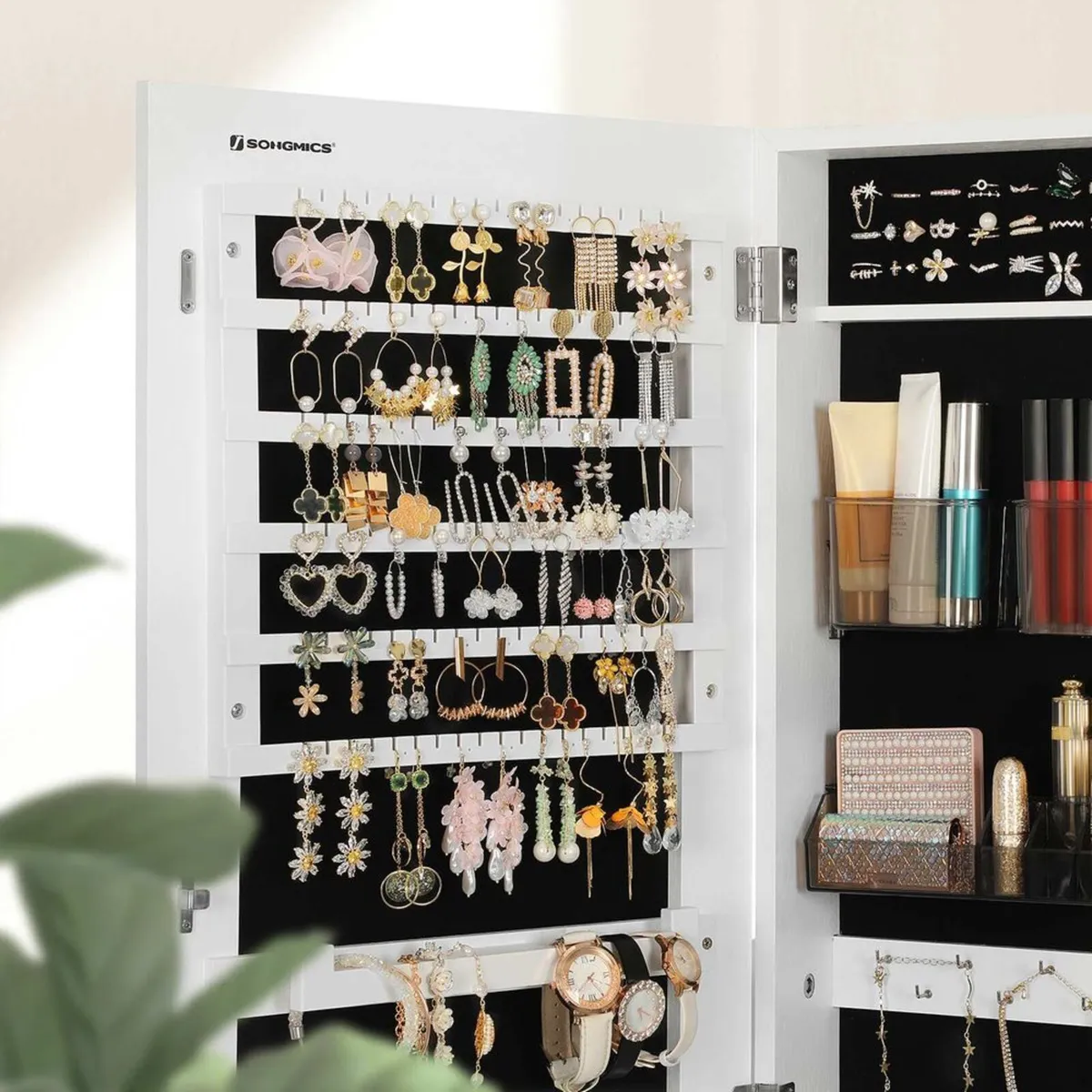 White Freestanding Jewellery Cabinet with Full-Len - Image 4
