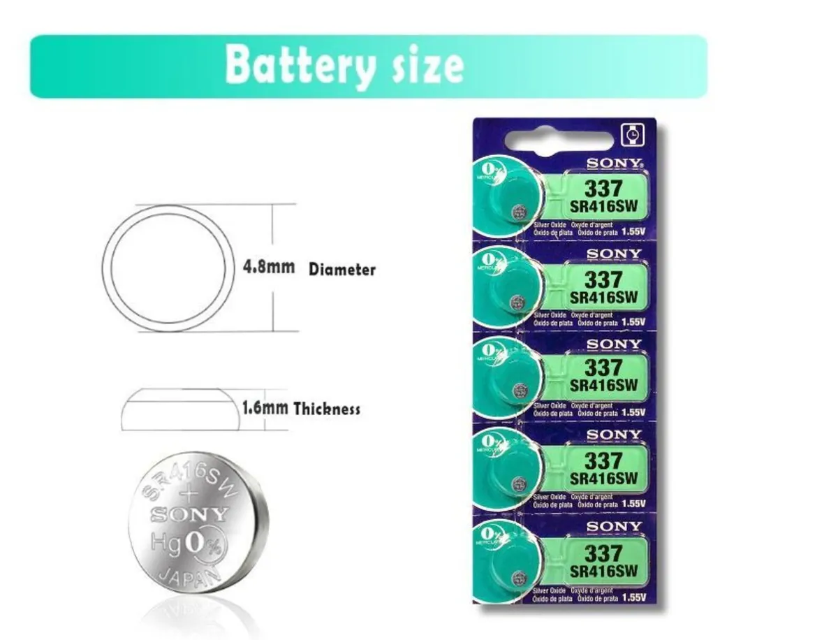 Sony 337 SR416SW Watch Batteries 1.55V 5 Pack - Image 2