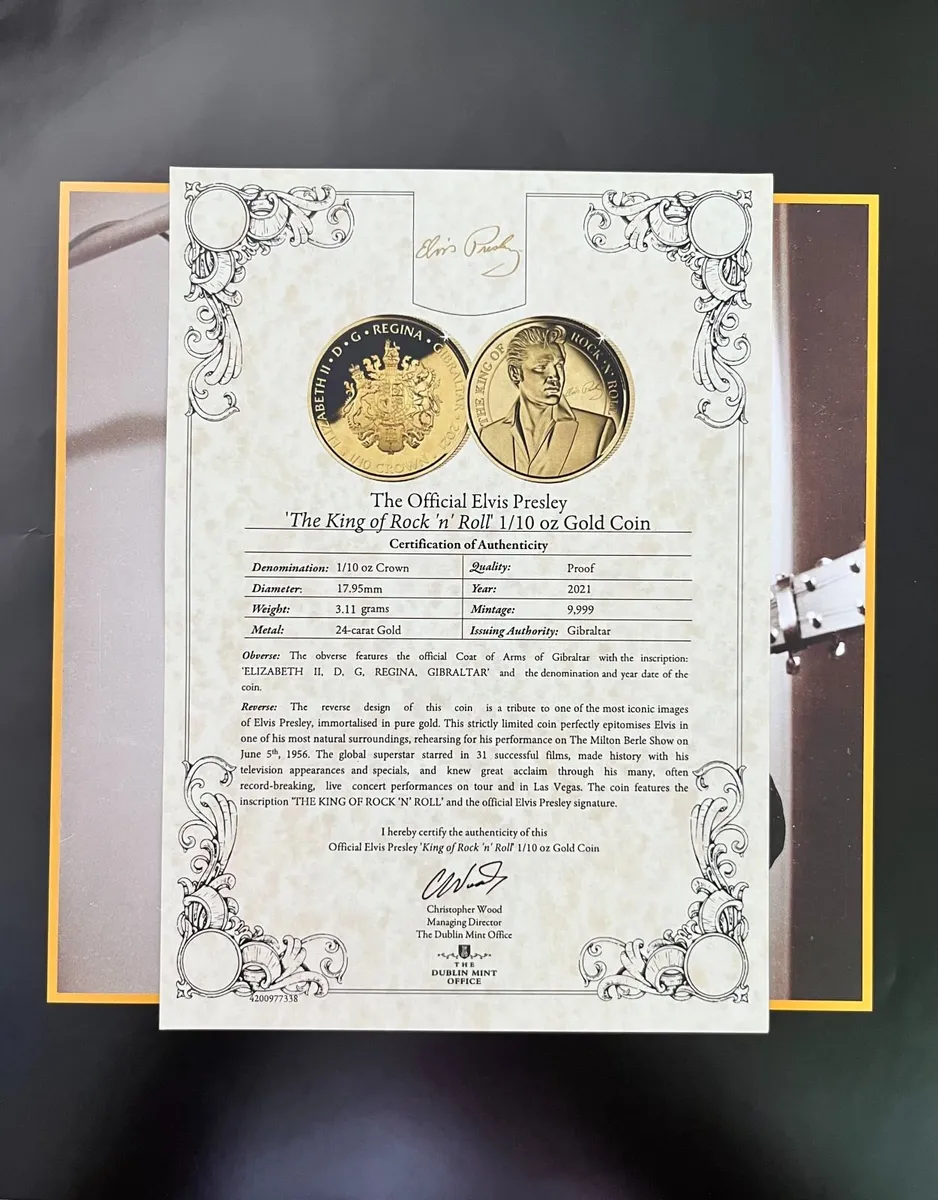 Elvis Presley 1/10th oz Pure 24-carat Gold Coin - Image 3