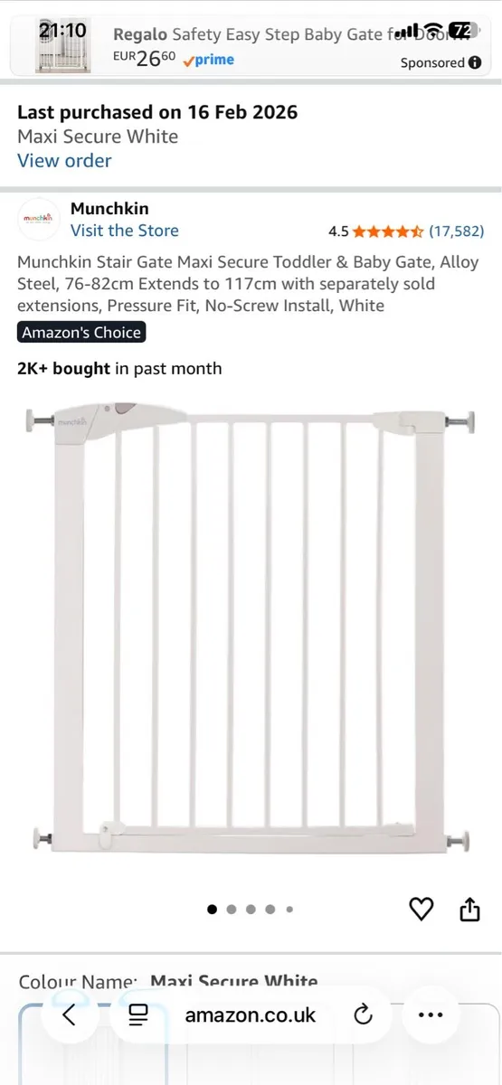 Munchkin Stair Gate, 76-82cm Pressure Fit - Image 1