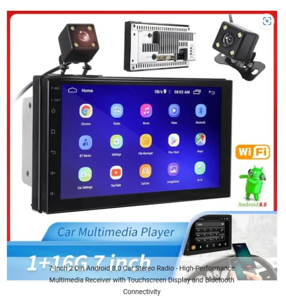 7-Inch 2 Din Android 8.0 Car Stereo Radio - Image 1
